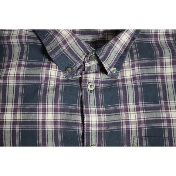 John Varvatos Button Up Shirt Mens L Blue Plaid Button Down Collared Long Sleeve - Picture 4 of 9